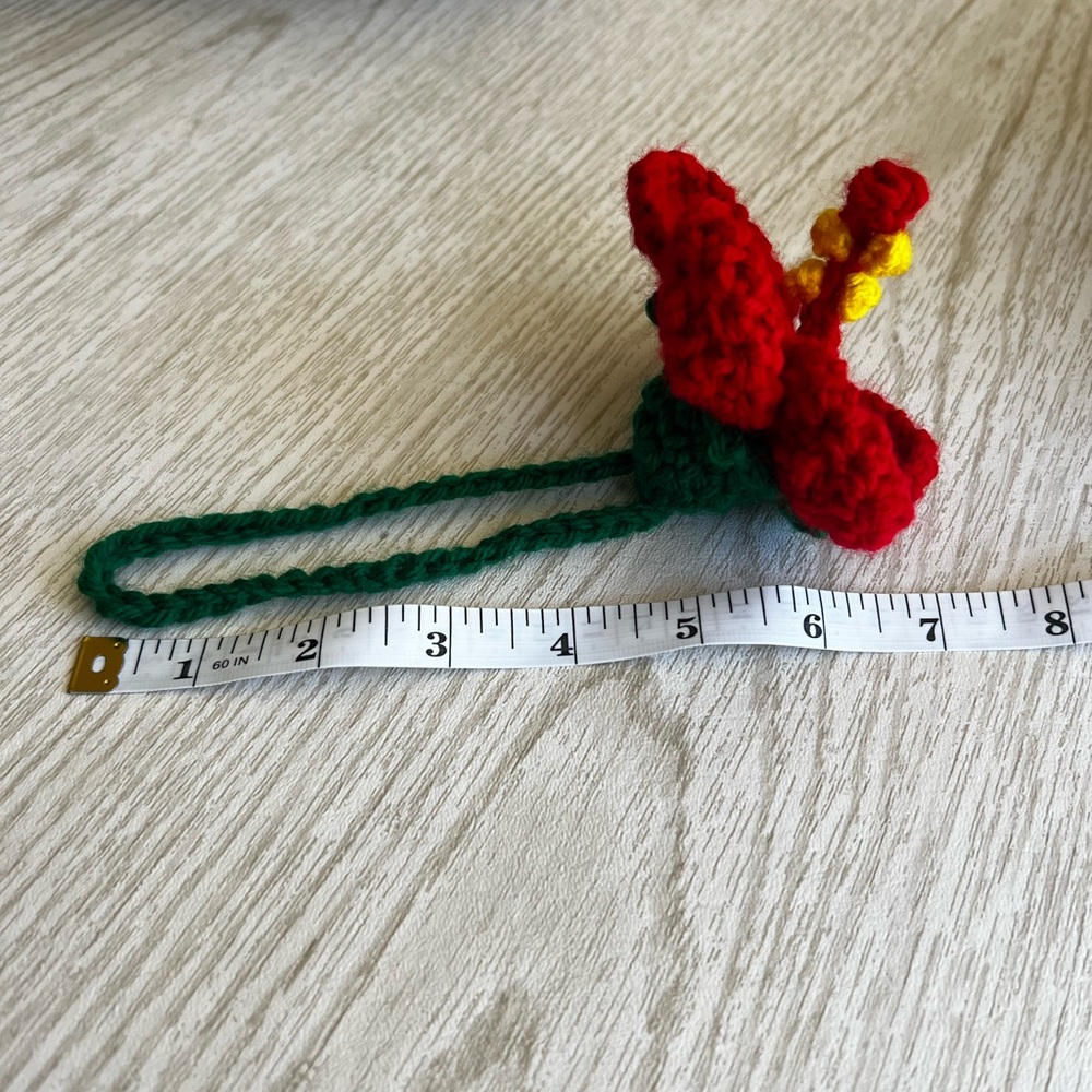 Hand Crocheted Red Hibiscus Flower Bag Charm/Keychain! - Picture 10 of 14